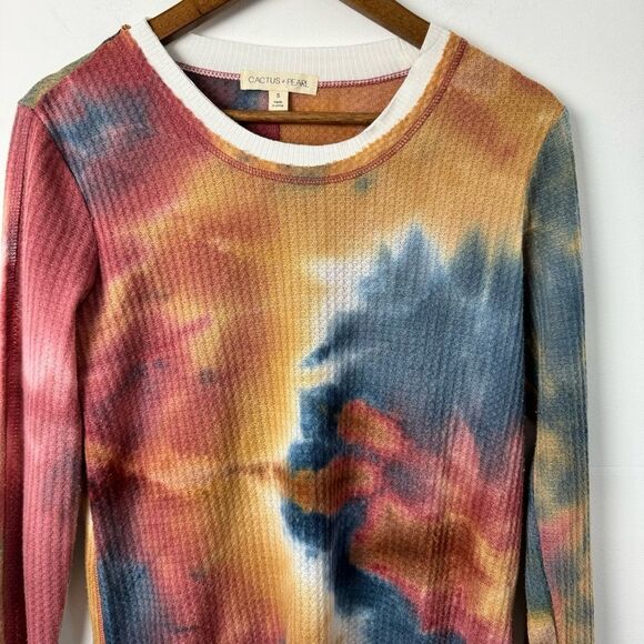 Cactus + Pearl Sunset Tie-Dye Thermal Layered Look Lagenlook Shirt Size Small - Picture 4 of 14